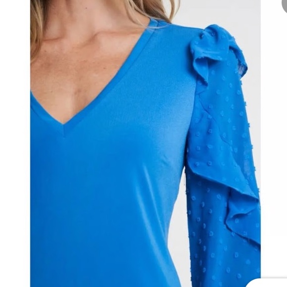 NWT CeCe by Cynthia Steffe Mix Media Long Sleeve Sheath Dress in Cosmic Blue - Picture 3 of 12